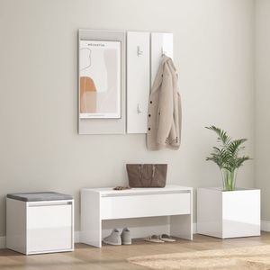 Set de mobilier pentru hol VIDAXL, alb extralucios, lemn prelucrat