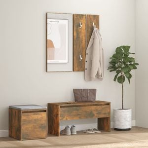 Set de mobilier pentru hol VIDAXL, stejar fumuriu, lemn prelucrat
