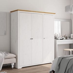 Sifonier "BODO" VIDAXL, alb & maro, 151,5x52x176,5cm lemn masiv de pin