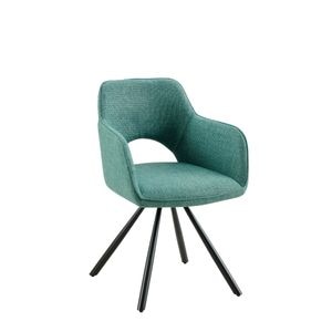 Scaun dining Hectarul retro, tapiserie textil, cadru metalic, rotativ, 60x84x61 cm, turcoaz