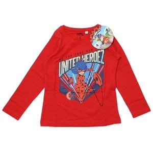 Tricou cu maneca lunga Miraculous LadyBug, 100 % bumbac, rosu, marimea 134 cm