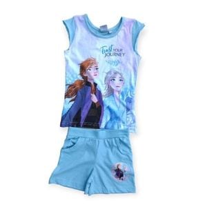 Set doua piese tricou si pantaloni scurti Frozen, 100% bumbac, 3 ani, multicolor