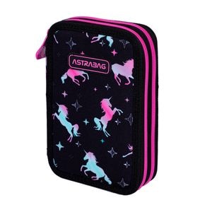 Penar echipat Astra AC21, 2 compartimente, unicorni, 20.5 x 13 x 4.5 cm, multicolor