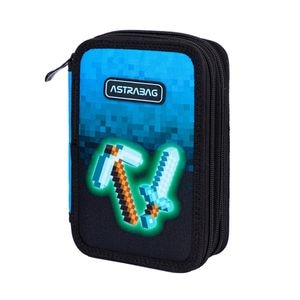 Penar echipat Astra AC31 Jumbo Blue Pixel, 3 compartimente, 20.5 x 13 x 6 cm, multicolor