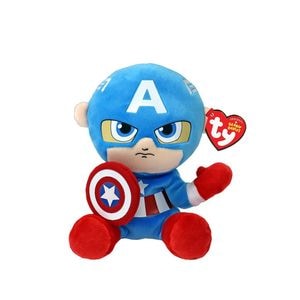 Jucarie de plus TY Beanie Babies Soft Marvel Captain America, 3 ani+, multicolor