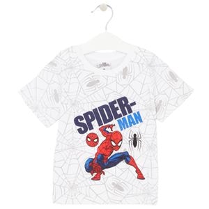 Tricou copii Spiderman, 100% bumbac, alb, 134 cm