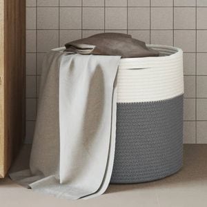 Cos de depozitare VIDAXL, gri si alb, 40x35 cm, bumbac