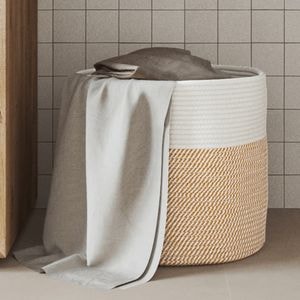 Cos de depozitare VIDAXL, maro si alb, 40x35 cm, bumbac