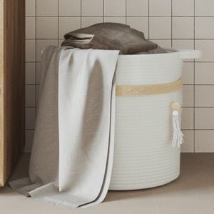 Cos de depozitare VIDAXL, alb, 38x36 cm, bumbac