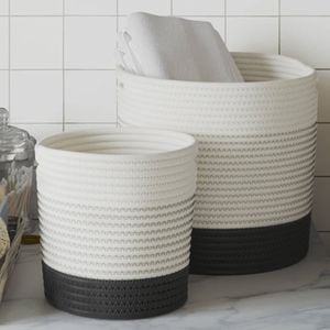 Set cosuri de depozitare VIDAXL, 2 buc., alb si negru, bumbac