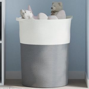 Cos de depozitare VIDAXL, gri si alb, 49x65 cm, bumbac
