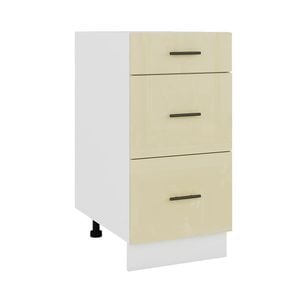 Corp inferior de bucatarie cu 3 sertare Sani Glamur, 40x48x82 cm, Bej Lucios