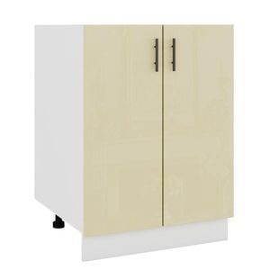 Corp inferior de bucatarie pentru chiuveta Sani Glamur, 60x48x82 cm, Bej Lucios