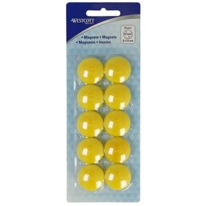 Set 10 magneti Westcott, d25 mm, galben, sustin 4/6 coli, 80g