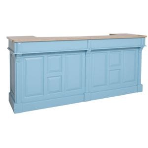 Mobilier pentru baruri S+D, culore blat gri P037, culoare corp albastru deschis P053, dublu color, 100% lemn masiv, 240x65x1078 cm