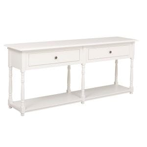 Consola cu 2 sertare, culoare alb murdar P039, vopsit, 100% lemn masiv, 180x45x76 cm