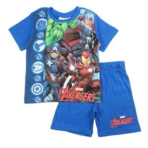 Pijamale copii cu maneca scurta Avengers, Team, 100% bumbac, multicolor, 3 ani