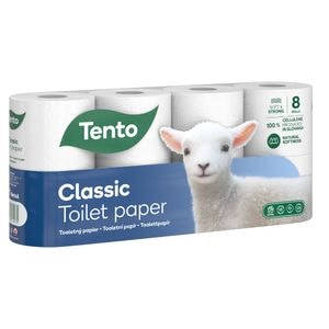 Hartie igienica Tento Clasic, 3 straturi, 8 role, Alb