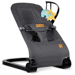 Balansoar bebelusi, cadru metalic, material textil, pozitie sigura, ergonomica, pliabil, reglare inclinare a spatarului in 3 trepte, picioare anti-alunecare, cu jucarii, gri
