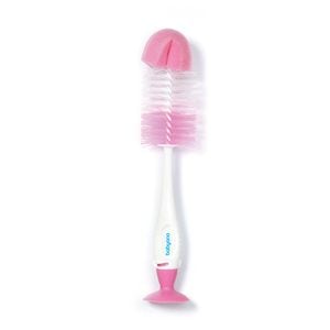 Perie pentru biberon si suzeta cu ventuza si mini perie retractabila Babyono 728/03, Roz