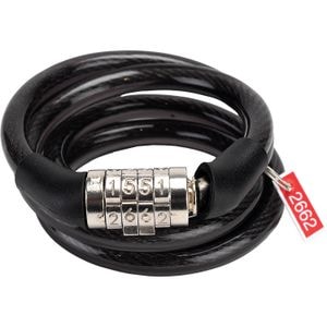 Cablu antifurt cu cifru, 90 cm, diametru 8mm, otel, negru