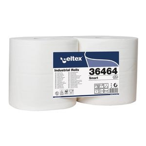 Set rola lavete industriale Celtex, 36464, 2 straturi, 800 buc, 240 m, 2 role/set, alb