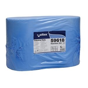 Set rola lavete industriale Celtex, 59618, 3 straturi, 500 buc, 2 role/set, hartie albastra