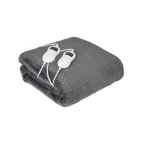 Patura cu incalzire electrica Camry CR 7417, 150 x 160 cm, 2 x 60 W, pentru doua persoane, cu telecomanda, 5 nivele temperatura, timer, polar, gri