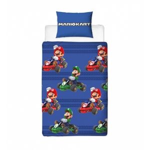 Lenjerii de pat copii Super Mario, 2 piese 140x200 cm, 60x70 cm, bleumarin 