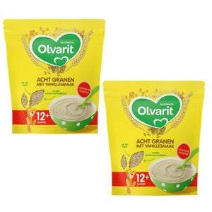 Set 2 x Cereale Olvarit, 8 cereale, cu aroma de vanilie, +12 luni