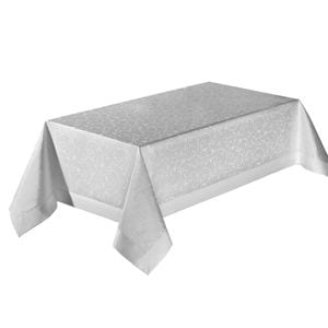 Fata de masa Valentini Bianco Lux Border, model floral, dreptunghiulara, 160x260cm, alb
