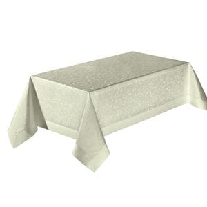 Fata de masa Valentini Bianco Lux Border, model floral, dreptunghiulara, crem