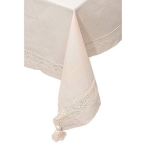 Fata de masa Valentini Bianco BK002, cu broderie, dreptunghiulara, 140x230cm, crem 