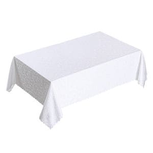 Fata de masa Valentini Bianco Lux Burned Edge, 160x220cm, alb