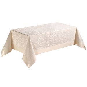 Fata de masa Valentini Bianco, model brocard de lux, dreptunghiulara, 160x220cm, crem