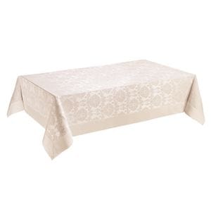 Fata de masa Valentini Bianco, model brocard de lux, dreptunghiulara, 160x260cm, crem 