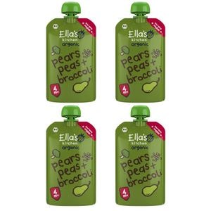 Set 4 x Smoothie Ella's Kitchen, Organic, Pere mazare broccoli, +4 luni