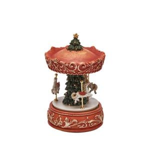 Decoratiune Carusel de Craciun cu bradut, 19x12 cm, multicolor