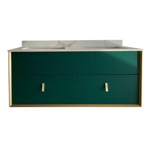 Mobilier baie LUC, verde mat, lavoar dublu, 120 cm