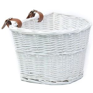 Cos frontal pentru bicicleta PROCART, prindere curele, 21x36x24 cm, detasabil, ratan, alb