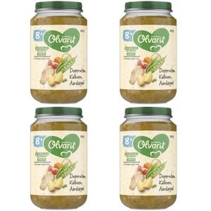 Set 4 x mancare Olvarit, pentru bebelusi, Curcan Cartof si Mazare, 8+ luni