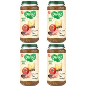 Set 4 x mancare Olvarit, pentru bebelusi,  Sunca rosii fasole rosie si cartofi, 12+ luni