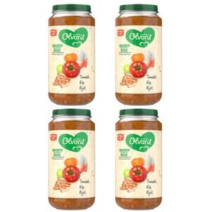 Set 4 x mancare Olvarit, pentru bebelusi,  Pui orez si rosii, 12+ luni