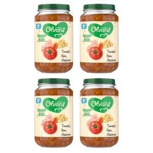 Set 4 x mancare Olvarit, pentru bebelusi, Sunca Rosii Macaroane, 8+ luni