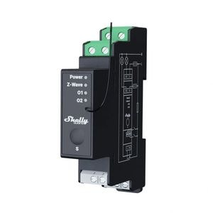 Releu inteligent Shelly Qubino Wave Pro 2PM, 16A, 2 canale, monitorizarea consumului, Z-Wave