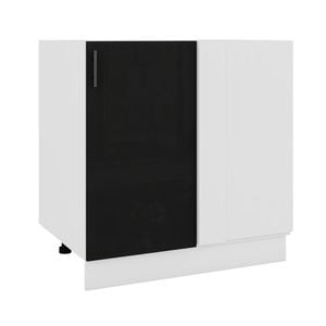 Corp inferior de bucatarie pe colt cu Usa 40 cm Sani Glamur, 80x48x82 cm, Negru Lucios