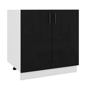Corp inferior de bucatarie pentru chiuveta Sani Glamur, 80x48x82 cm, Negru Lucios