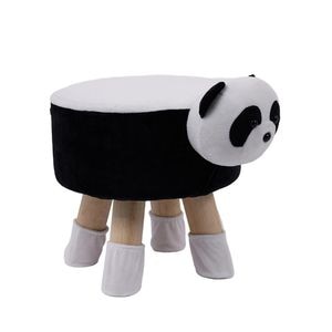 Taburet KJP 4401 Panda, 38 x 28 x 28 cm, negru-alb