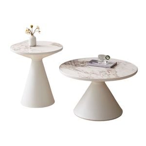 Setul Masute Cafea KJCT015, 70 x 42 cm, Albe