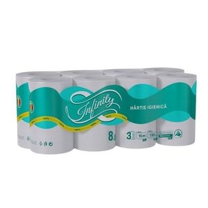 Hartie igienica Infinity, 8 role, 3 straturi, set 2 pachete